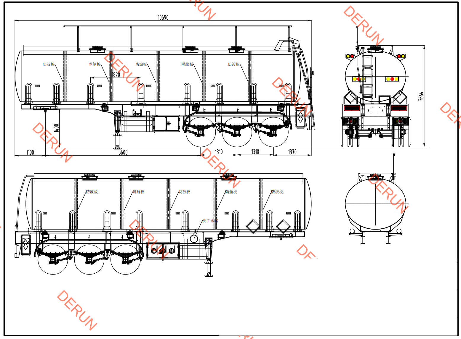 Pagguhit ng 30 CBM Oil Tank Semi Trailer