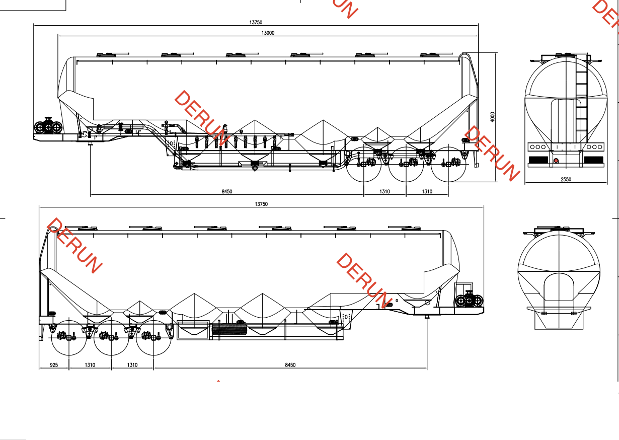 Pagguhit ng 56 CBM Cement Tank Semi Trailer